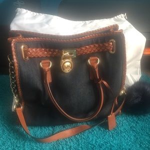 Michael Kors Denim Hamilton Satchel Tote-Large